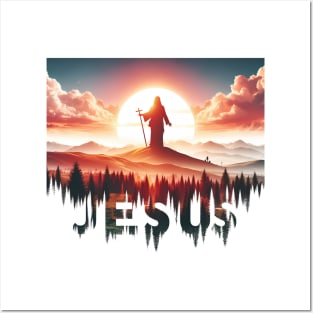 Christian Tshirt Design Siluet Jesus Christ Posters and Art